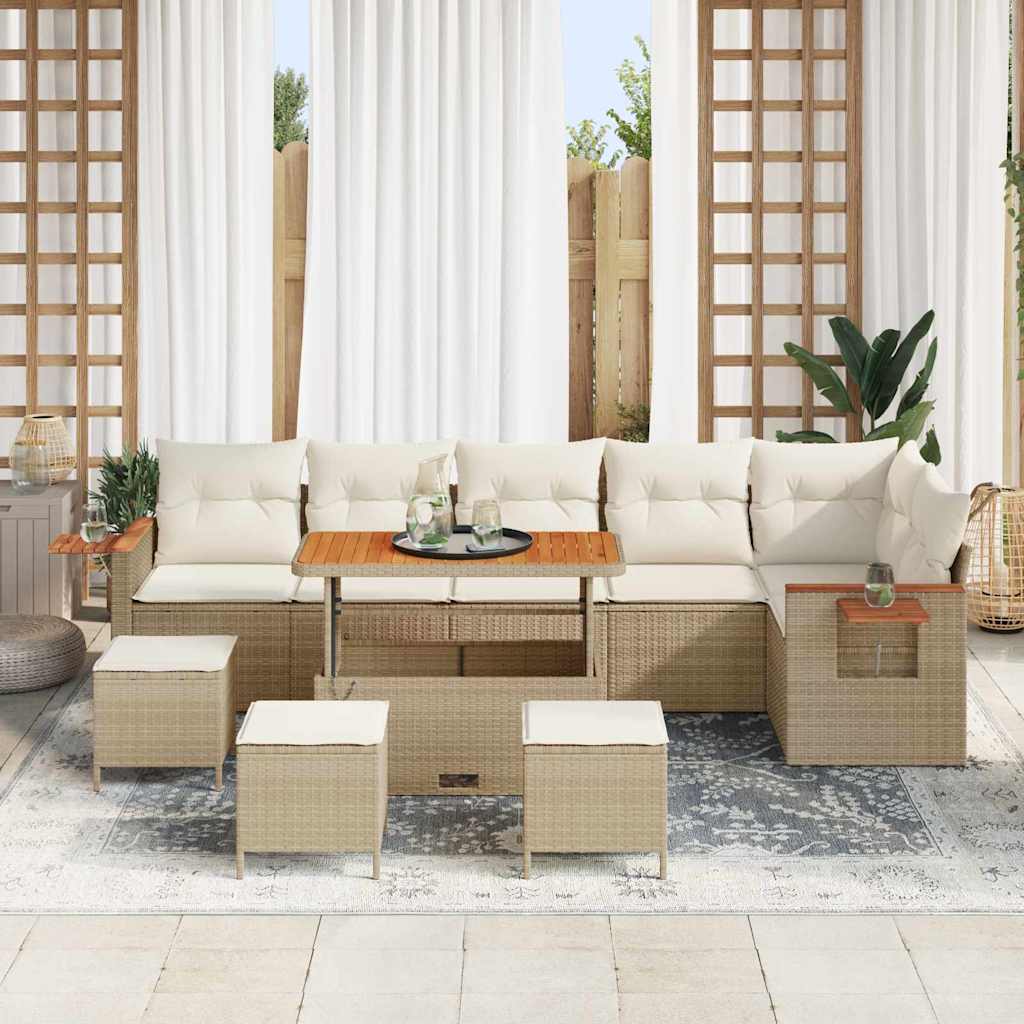 Set Divano da Giardino 12 pcs Beige e Crema polyrattan | homemem39