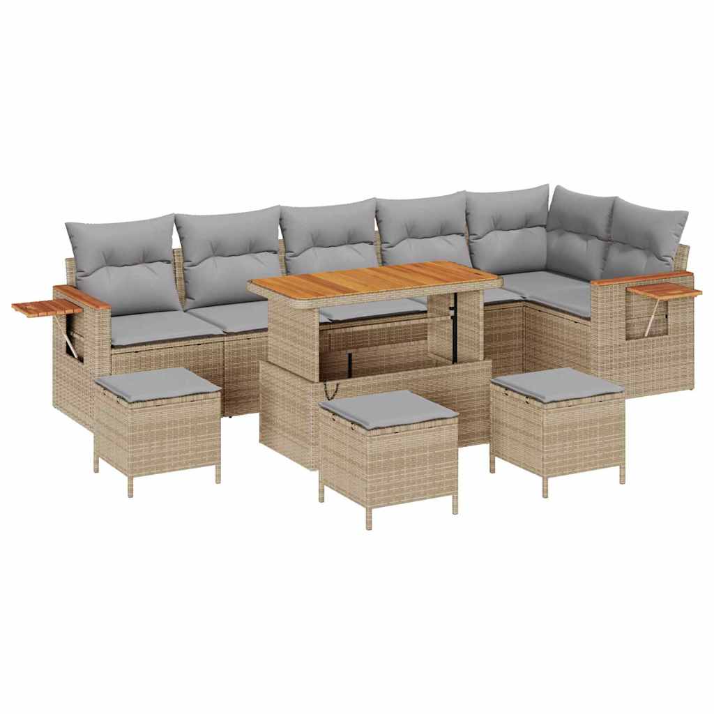 Set Divano da Giardino 12 pcs Beige e Grigio Chiaro polyrattan | homemem39