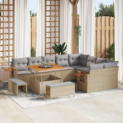 Set Divano da Giardino 13 pcs Beige e Grigio Chiaro polyrattan | homemem39