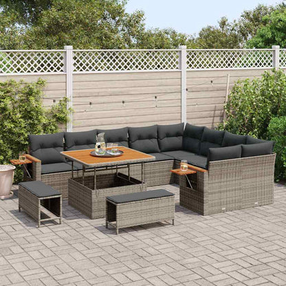 Set Divano da Giardino con cuscino 13 pcs Grigio polyrattan | homemem39