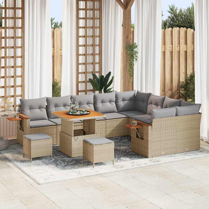Set Divano da Giardino con cuscino Beige Poly Rattan