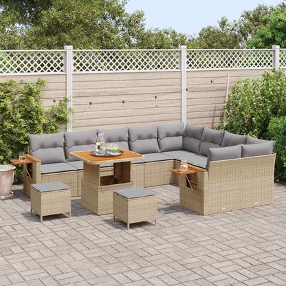 Set Divano da Giardino con cuscino Beige Poly Rattan