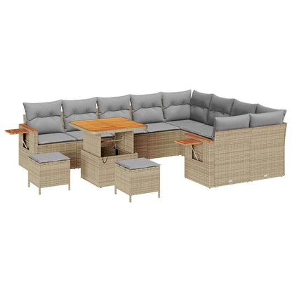 Set Divano da Giardino con cuscino Beige Poly Rattan