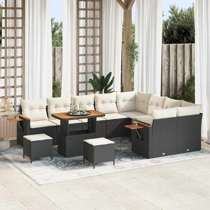 Set Divano da Giardino 13 pcs Nero e Crema polyrattan | homemem39