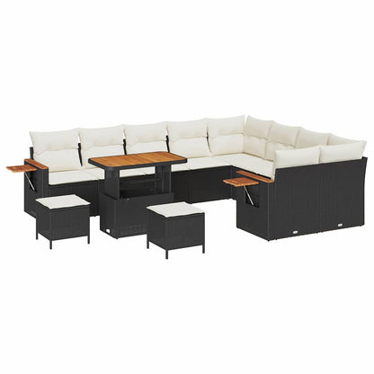 Set Divano da Giardino 13 pcs Nero e Crema polyrattan | homemem39