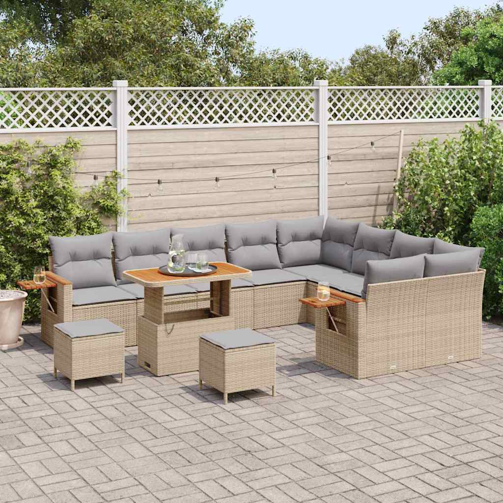 Set Divano da Giardino 13 pcs Beige e Grigio Chiaro polyrattan | homemem39