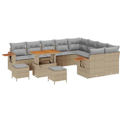 Set Divano da Giardino 13 pcs Beige e Grigio Chiaro polyrattan | homemem39