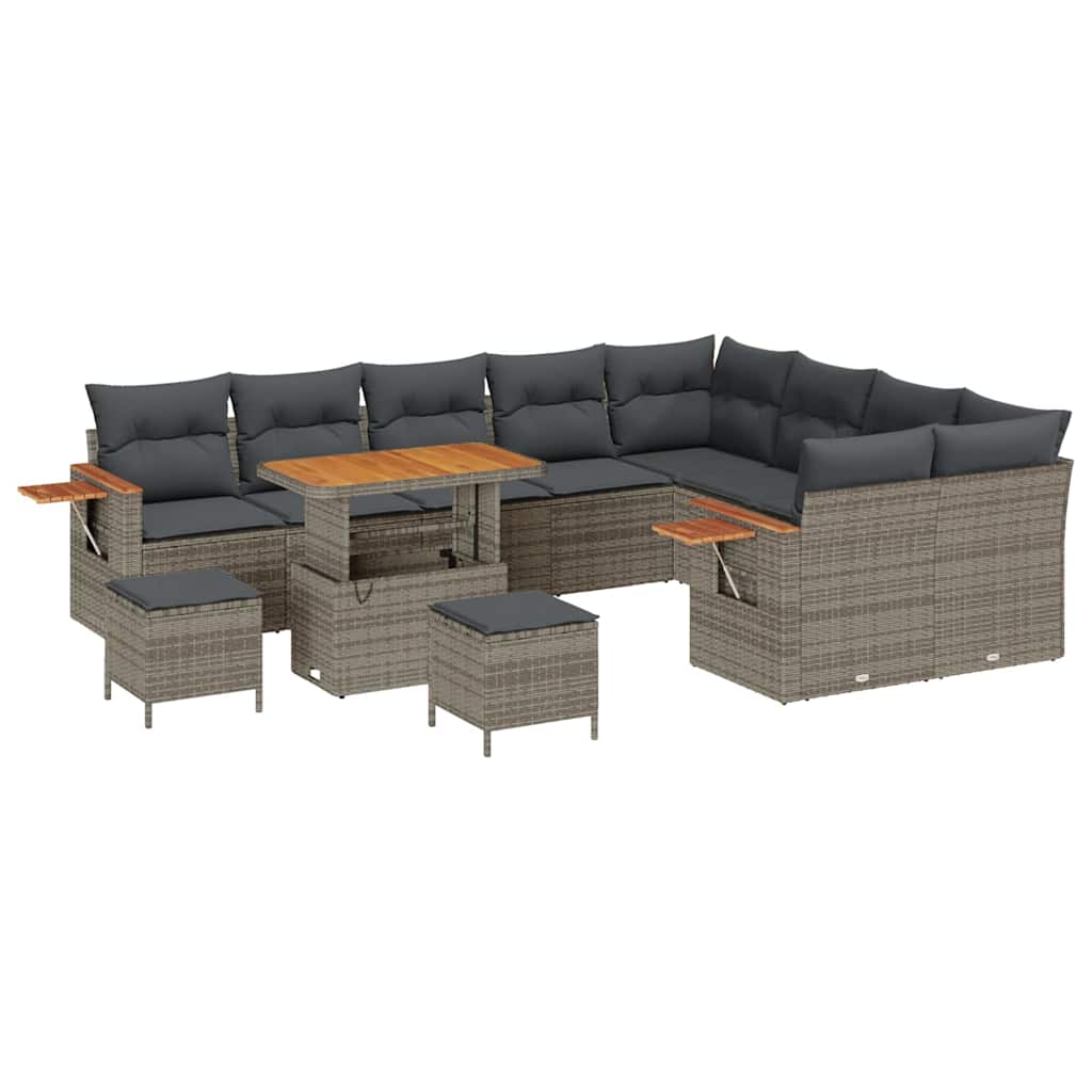 Set Divano da Giardino con cuscino 13 pcs Grigio polyrattan | homemem39