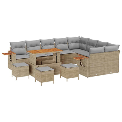 Set Divano da Giardino 14 pcs Beige e Grigio Chiaro polyrattan | homemem39