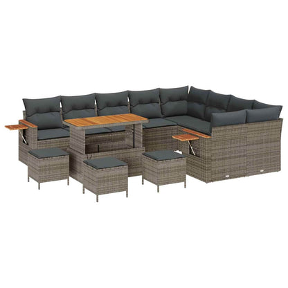 Set Divano da Giardino con cuscino 14 pcs Grigio polyrattan | homemem39