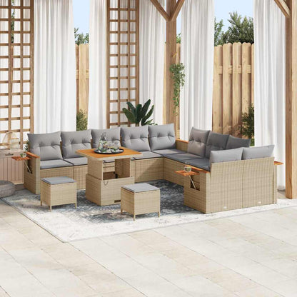 Set Divano da Giardino 17 pcs Beige e Grigio Chiaro polyrattan | homemem39