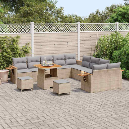 Set Divano da Giardino 17 pcs Beige e Grigio Chiaro polyrattan | homemem39