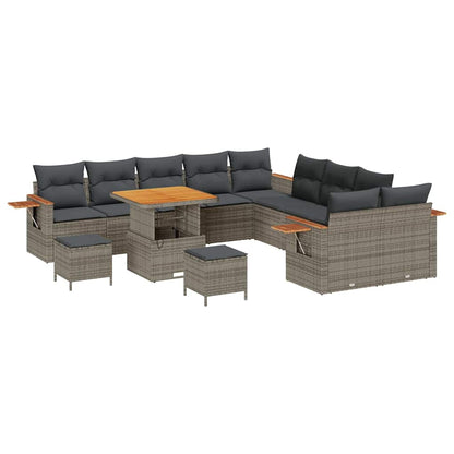 Set Divano da Giardino con cuscino 17 pcs Grigio polyrattan | homemem39