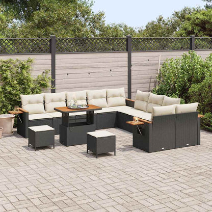 Set Divano da Giardino 17 pcs Nero e Crema polyrattan | homemem39