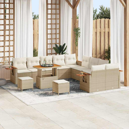 Set Divano da Giardino 17 pcs Beige e Crema polyrattan
