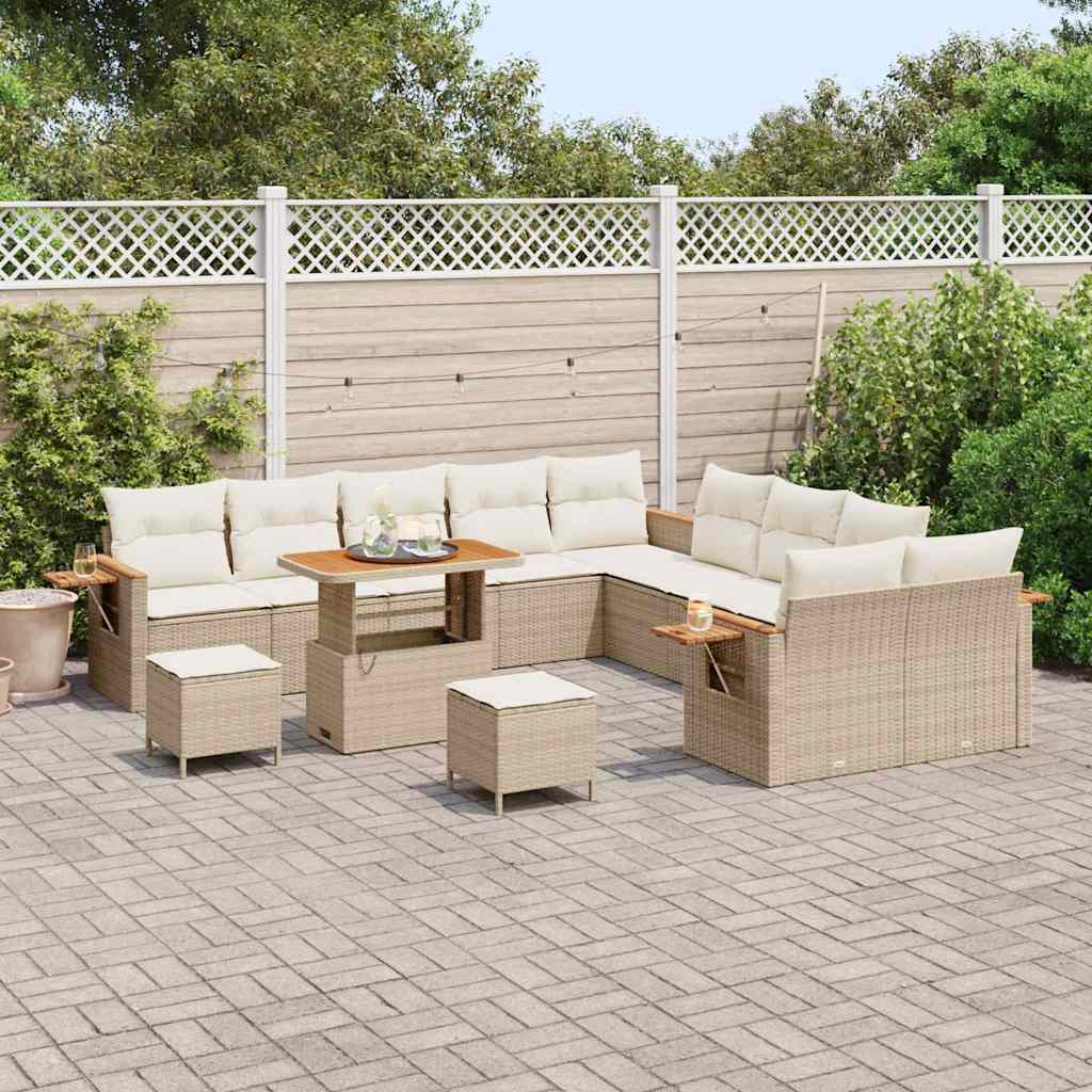 Set Divano da Giardino 17 pcs Beige e Crema polyrattan | homemem39