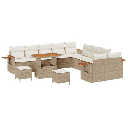 Set Divano da Giardino 17 pcs Beige e Crema polyrattan | homemem39