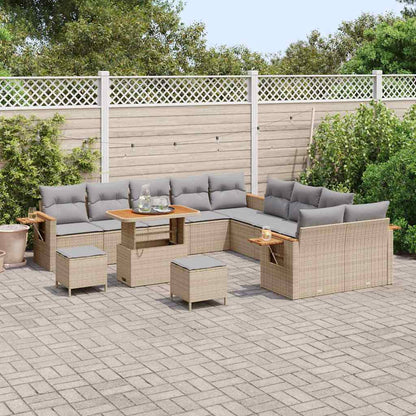 Set Divano da Giardino 17 pcs Beige e Grigio Chiaro polyrattan | homemem39