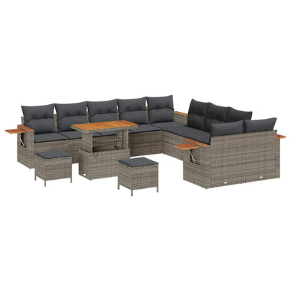 Set Divano da Giardino con cuscino 17 pcs Grigio polyrattan | homemem39