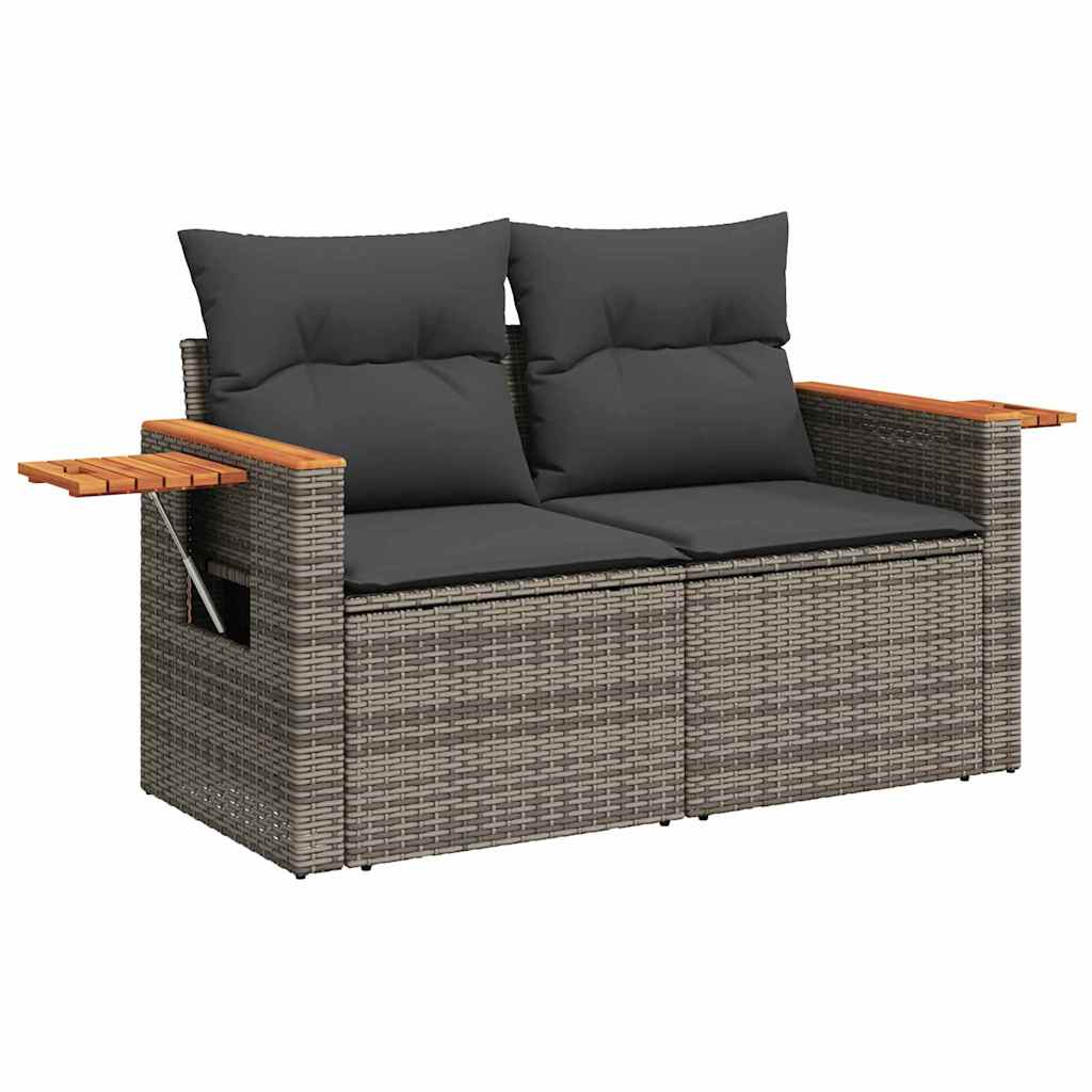 Set Divano da Giardino con cuscino 17 pcs Grigio polyrattan | homemem39