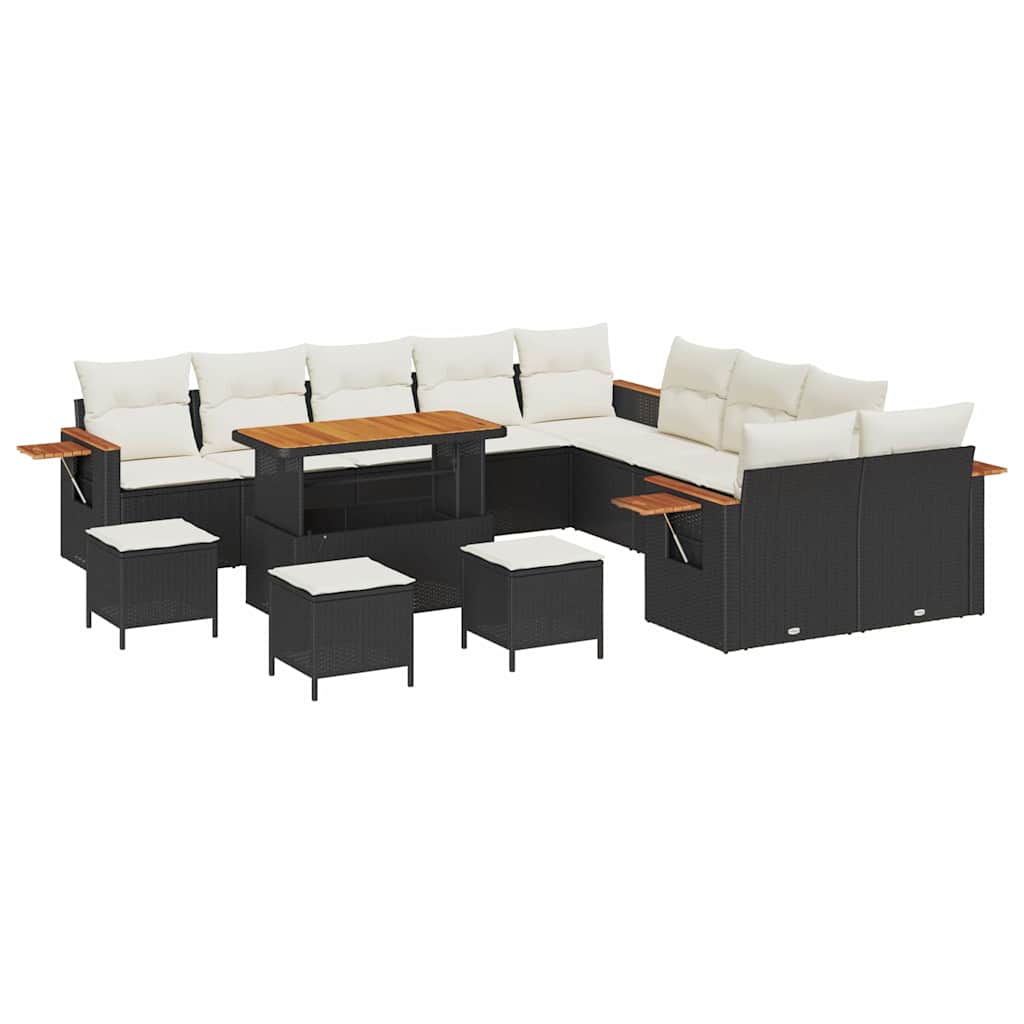 Set Divano da Giardino 18 pcs Nero e Crema polyrattan | homemem39