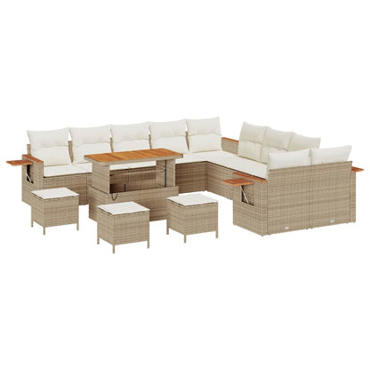 Set Divano da Giardino 18 pcs Beige e Crema polyrattan | homemem39