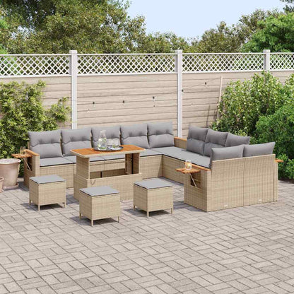 Set Divano da Giardino 18 pcs Beige e Grigio Chiaro polyrattan | homemem39