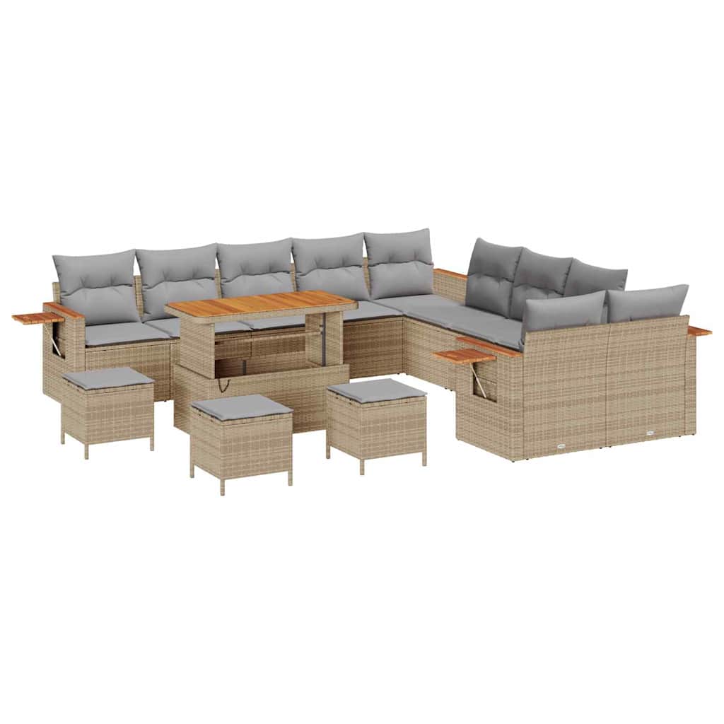 Set Divano da Giardino 18 pcs Beige e Grigio Chiaro polyrattan | homemem39