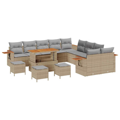 Set Divano da Giardino 18 pcs Beige e Grigio Chiaro polyrattan | homemem39