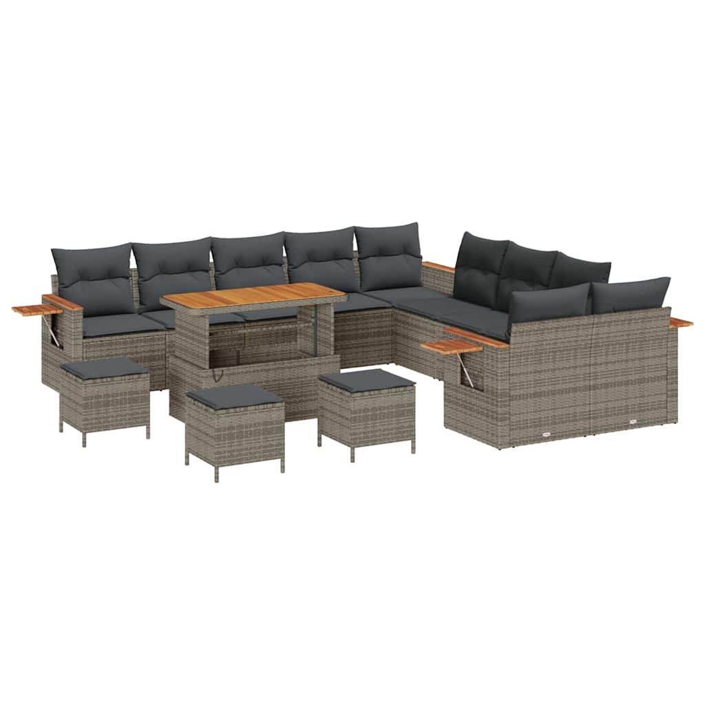 Set Divano da Giardino con cuscino 18 pcs Grigio polyrattan | homemem39