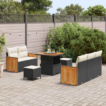 Set Divano da Giardino 10 pcs Nero e Crema polyrattan | homemem39