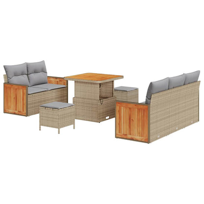 Set Divano da Giardino con cuscino Beige Poly Rattan