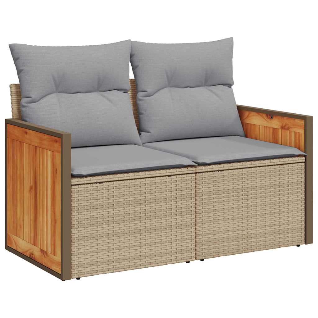 Set Divano da Giardino con cuscino Beige Poly Rattan