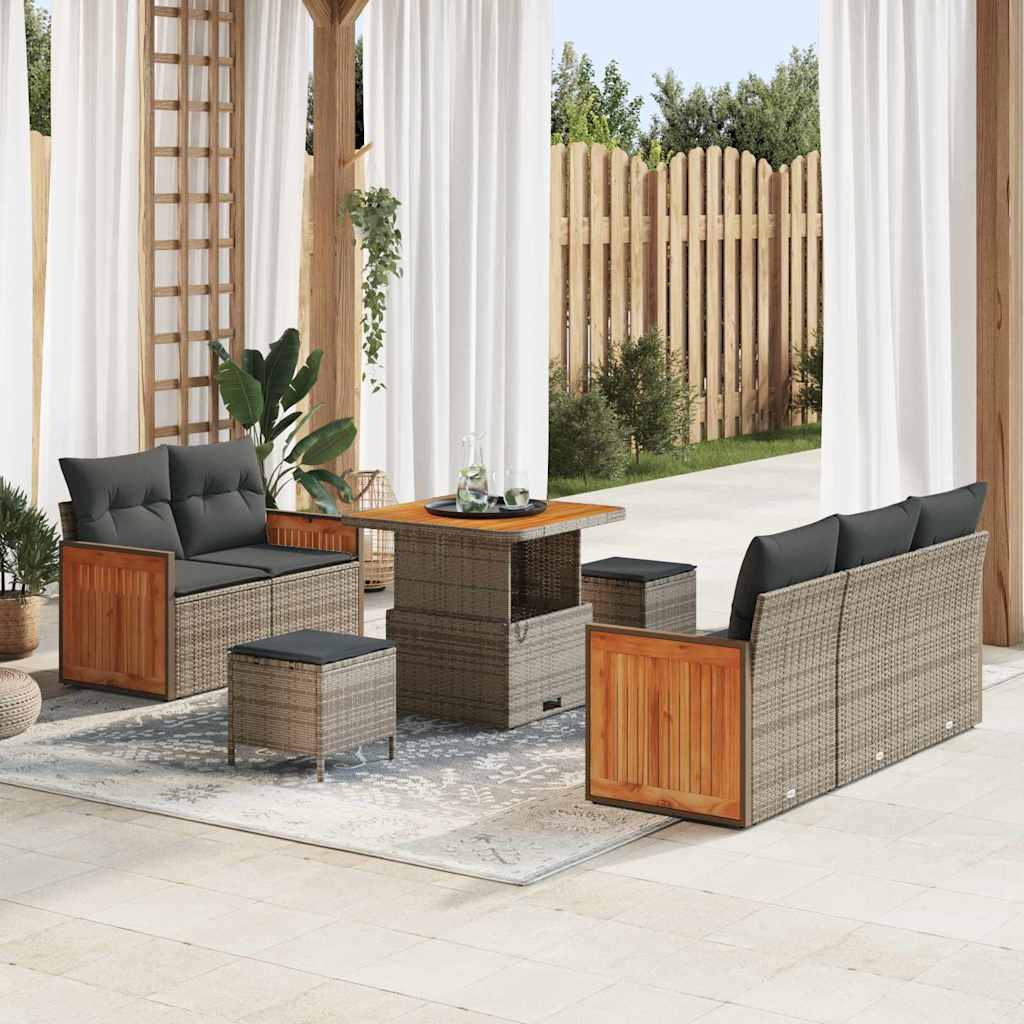 Set Divano da Giardino con cuscino 10 pcs Grigio polyrattan | homemem39