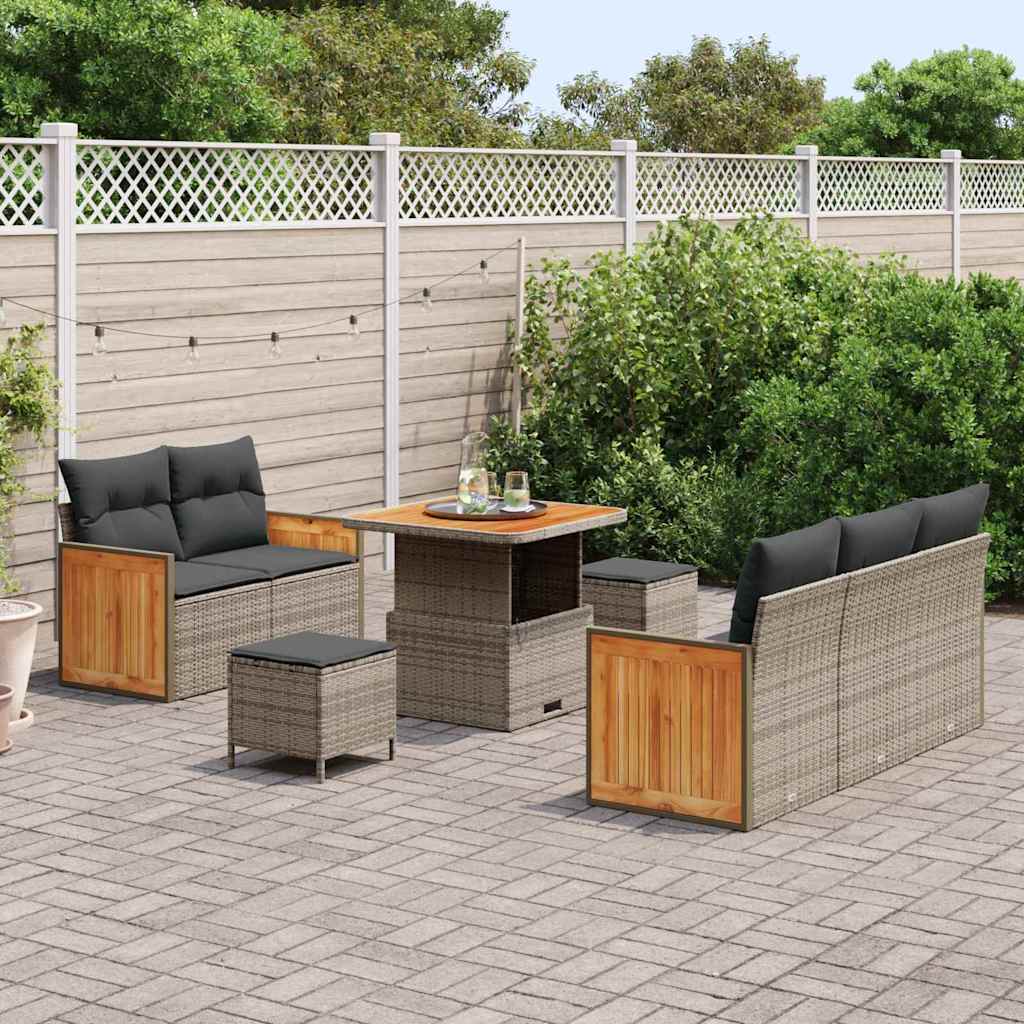 Set Divano da Giardino con cuscino 10 pcs Grigio polyrattan | homemem39