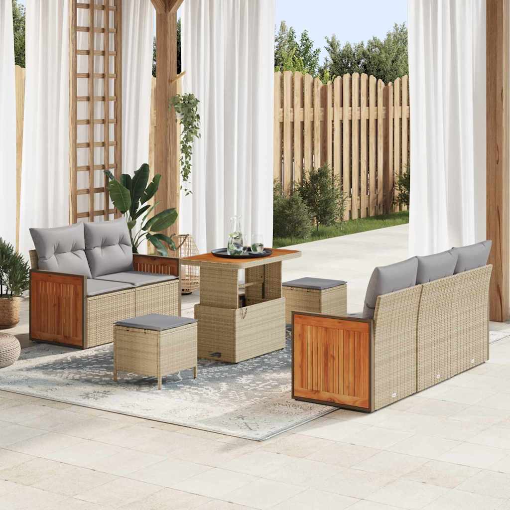 Set Divano da Giardino 10 pcs Beige e Grigio Chiaro polyrattan | homemem39
