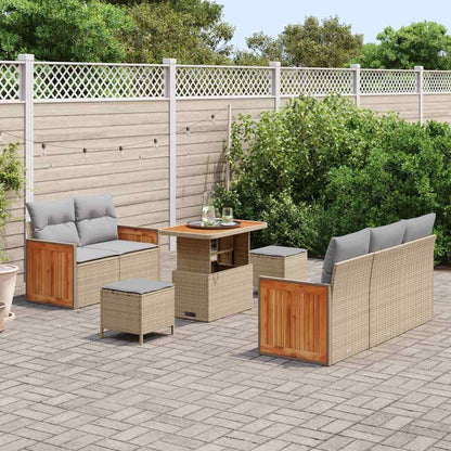 Set Divano da Giardino 10 pcs Beige e Grigio Chiaro polyrattan | homemem39