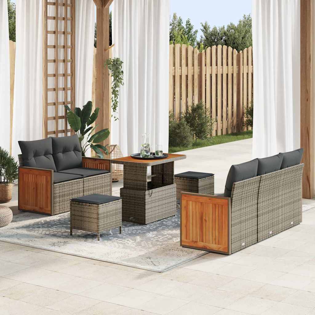 Set Divano da Giardino con cuscino 10 pcs Grigio polyrattan | homemem39