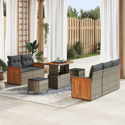 Set Divano da Giardino con cuscino 10 pcs Grigio polyrattan | homemem39