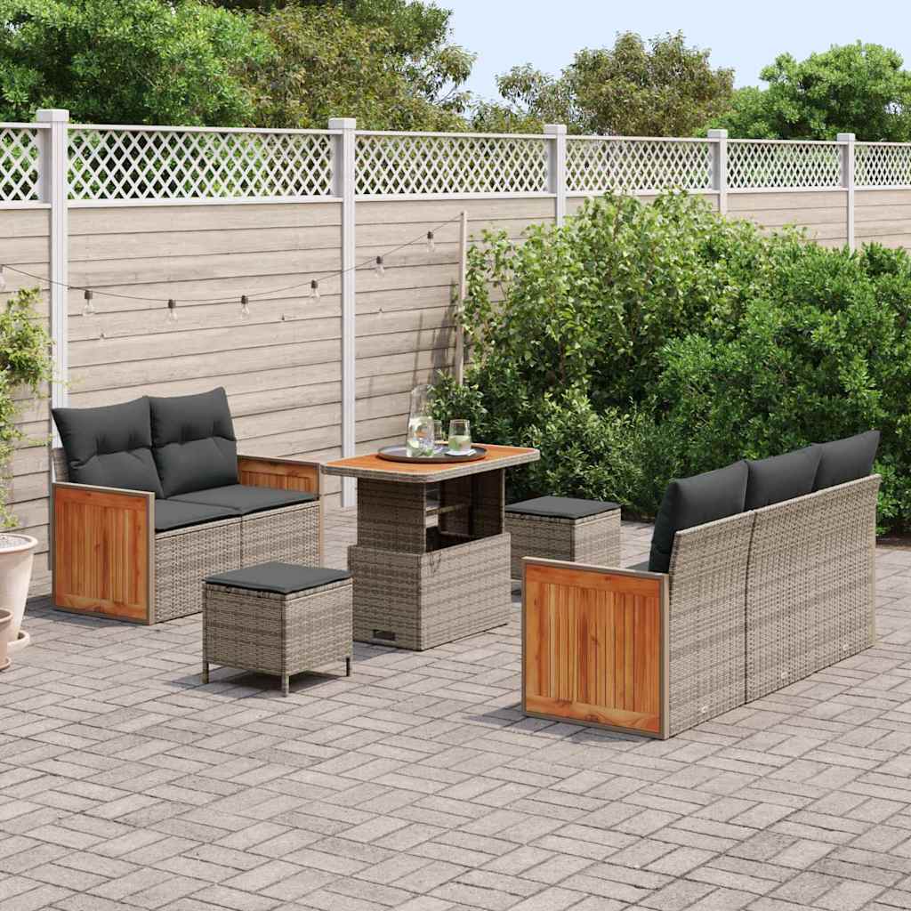 Set Divano da Giardino con cuscino 10 pcs Grigio polyrattan | homemem39