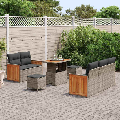 Set Divano da Giardino con cuscino 10 pcs Grigio polyrattan | homemem39