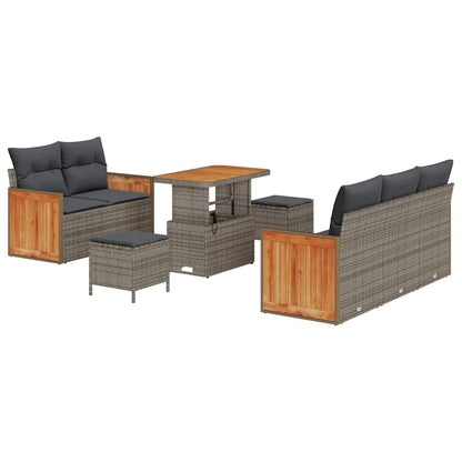 Set Divano da Giardino con cuscino 10 pcs Grigio polyrattan | homemem39