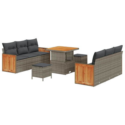 Set Divano da Giardino con cuscino 11 pcs Grigio polyrattan | homemem39