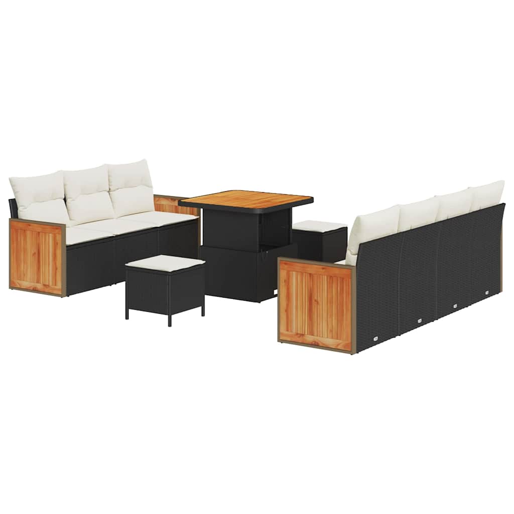 Set Divano da Giardino 13 pcs Nero e Crema polyrattan | homemem39