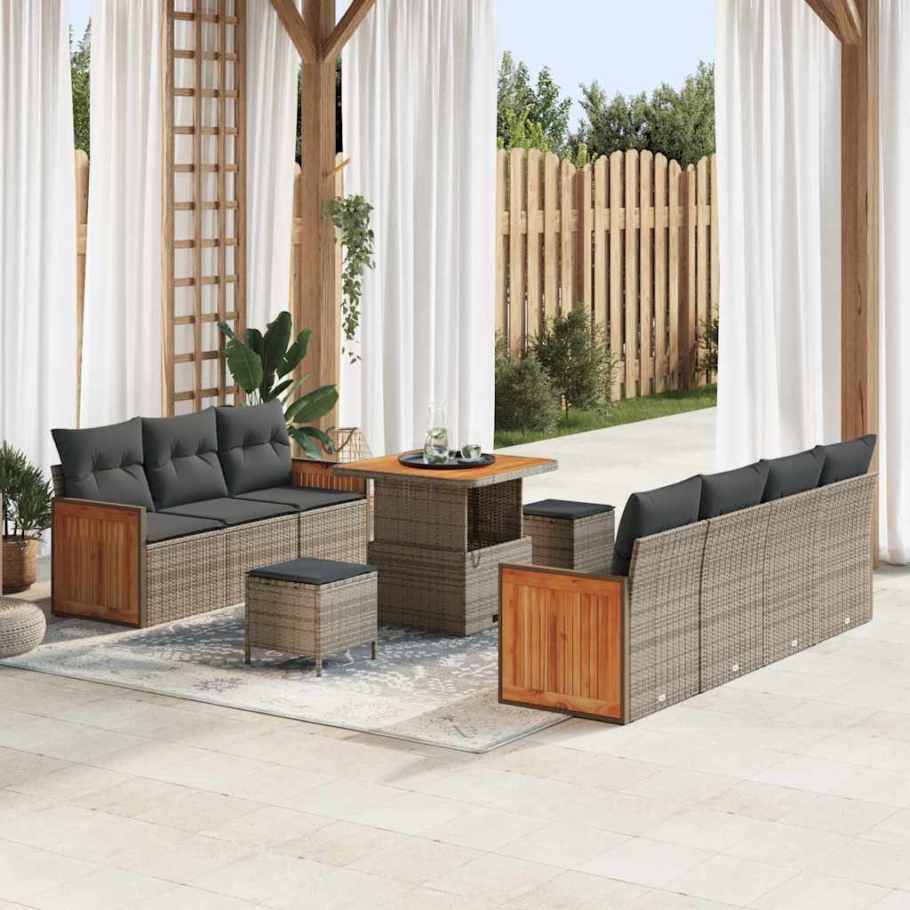 Set Divano da Giardino con cuscino 13 pcs Grigio polyrattan | homemem39