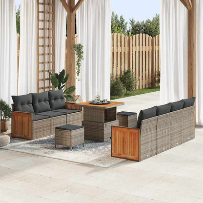 Set Divano da Giardino con cuscino 13 pcs Grigio polyrattan | homemem39