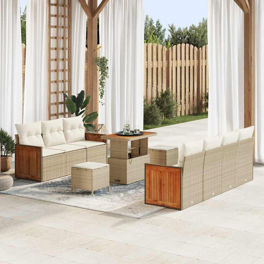 Set Divano da Giardino 13 pcs Beige e Crema polyrattan