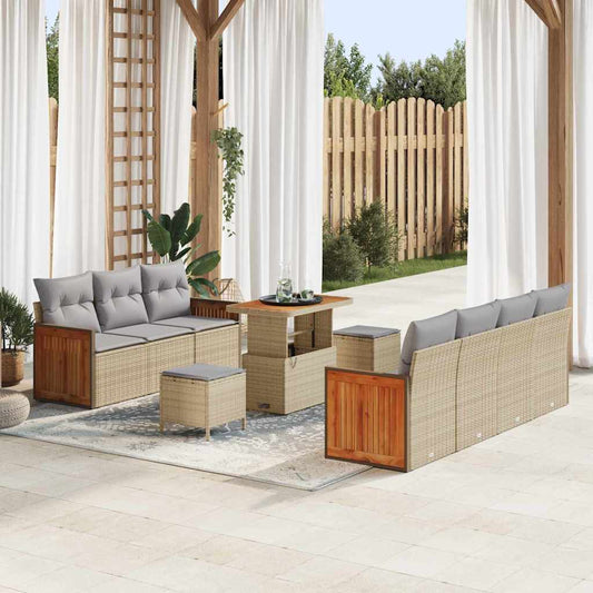 Set Divano da Giardino 13 pcs Beige e Grigio Chiaro polyrattan
