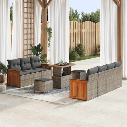 Set Divano da Giardino con cuscino 13 pcs Grigio polyrattan | homemem39