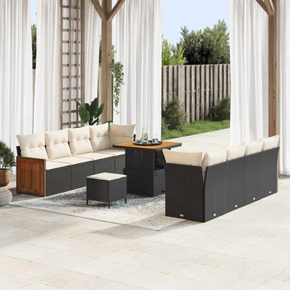 Set Divano da Giardino 12 pcs Nero e Crema polyrattan | homemem39